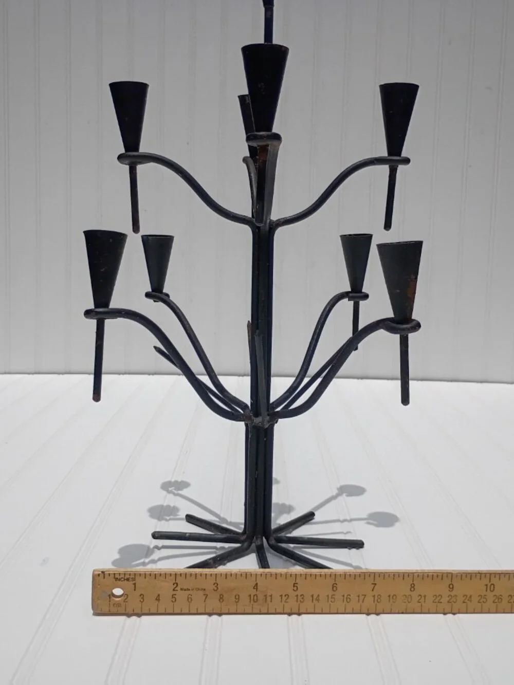 Hand Forged Iron Candelabra 9-Arm Candle Holder Industrial Farmhouse Rustic Vtg